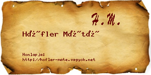 Höfler Máté névjegykártya