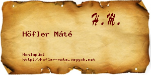 Höfler Máté névjegykártya